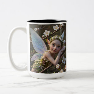 Caneca De Café Em Dois Tons Fada da Flor de Espinheiro