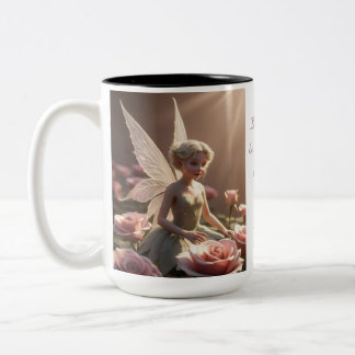 Caneca De Café Em Dois Tons Fada da Flor de Rosa 