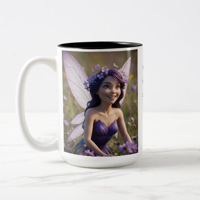 Caneca De Café Em Dois Tons Fada da Flor Violeta  (Esquerda)