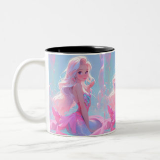 Caneca De Café Em Dois Tons Fada-de-arco-íris rosa-branca