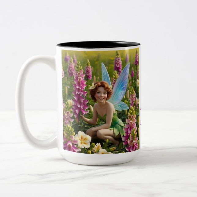 Caneca De Café Em Dois Tons Fada De Flor Gladiolus (Esquerda)