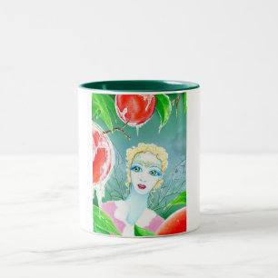 Caneca De Café Em Dois Tons Fada de Frost no pomar do pêssego
