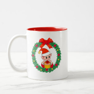 Caneca De Café Em Dois Tons Fada de Natal Fofo & Coroa de Natal