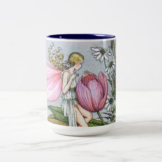 Caneca De Café Em Dois Tons Fada e Tulipas Duas Mugem de Tom (Centro)
