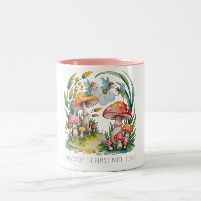 Caneca De Café Em Dois Tons Fada Primeira Festa de aniversário (Centro)