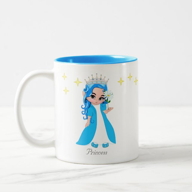 Caneca De Café Em Dois Tons Fada Princesa Fofo & Estrelas (Esquerda)
