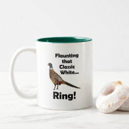 Caneca De Café Em Dois Tons Faisão-de-colar Ostentando Anel Branco de Aniversá