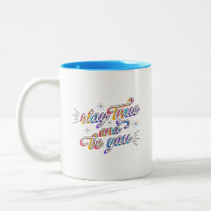 Caneca De Café Em Dois Tons Faíscas Vibrantes Simples Permaneçam Verdadeiros e