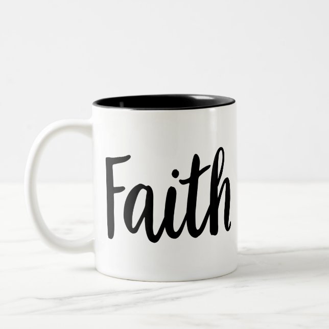Caneca De Café Em Dois Tons Faith Gospel Graphics Faith Art Cristã Estética (Esquerda)
