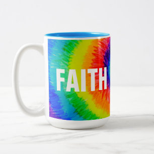 Caneca De Café Em Dois Tons FAITH Rainbow Tie-Dye, Tone Mug, 15 oz, Dois-Tons
