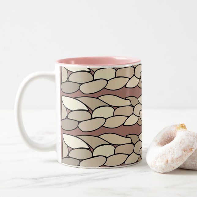 Caneca De Café Em Dois Tons Faixa de Cordas Modernas (Com Donut)