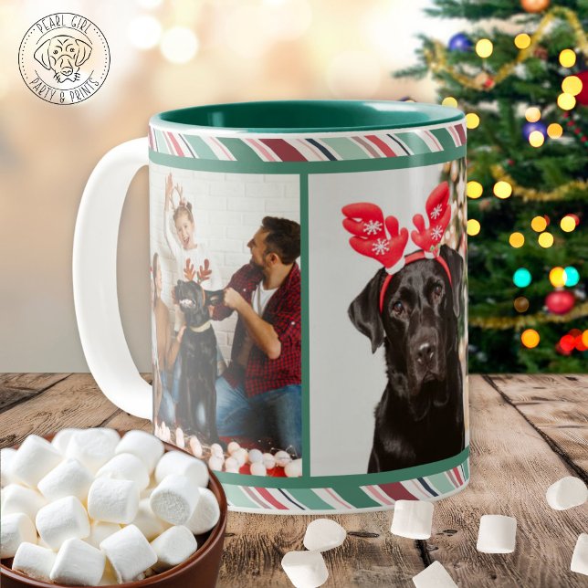 Caneca De Café Em Dois Tons Faixa de Natal 3 Foto (Criador carregado)