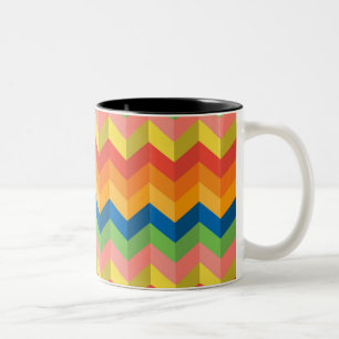 Caneca De Café Em Dois Tons faixa de ziguezague