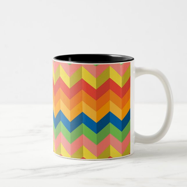 Caneca De Café Em Dois Tons faixa de ziguezague (Direita)