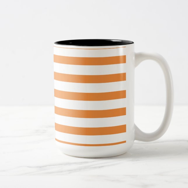 Caneca De Café Em Dois Tons Faixa Horizontal Laranja e Branca (Direita)