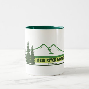 Caneca De Café Em Dois Tons Faixas Verdes do Parque Nacional New River Gorge