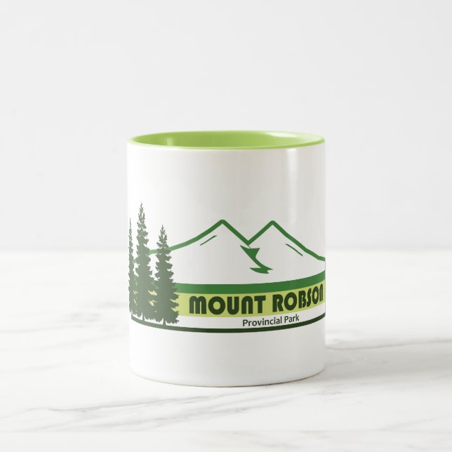 Caneca De Café Em Dois Tons Faixas Verdes do Parque Provincial Mount Robson (Centro)
