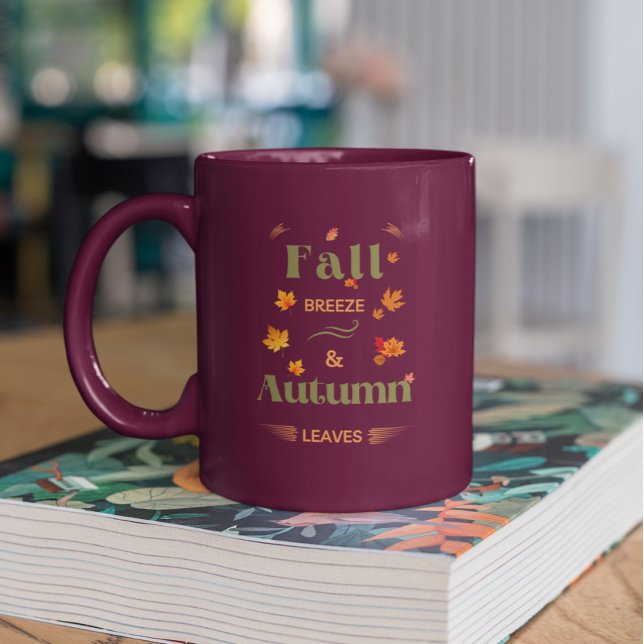 Caneca De Café Em Dois Tons Fall Breeze e Autumn Leaves Design (Criador carregado)