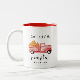 Caneca De Café Em Dois Tons Fall Good Morning Pumpkin Vintage Truck Name