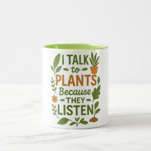 Caneca De Café Em Dois Tons Falo com as Plantas Porque Elas Escutam - Amante d