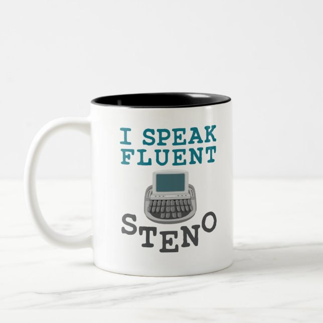 Caneca De Café Em Dois Tons Falo Fluent Steno Court Repórter Stenógrafo (Esquerda)