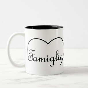 Caneca De Café Em Dois Tons Famiglia - Coração da Família Italiana