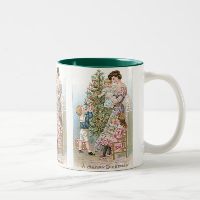 Caneca De Café Em Dois Tons Família com Árvore de Natal (Direita)