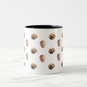 Caneca De Café Em Dois Tons Família Cute Personalizada Face 2 Fotografias Mug