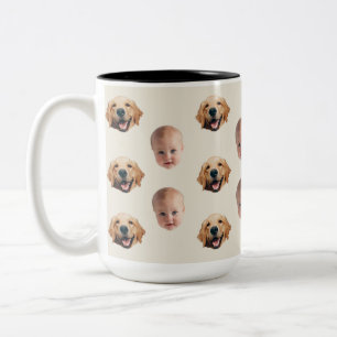 Caneca De Café Em Dois Tons Família Cute Personalizada Face 2 Fotografias Mug