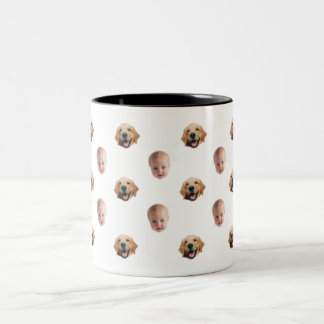 Caneca De Café Em Dois Tons Família Cute Personalizada Face 2 Fotografias Mug