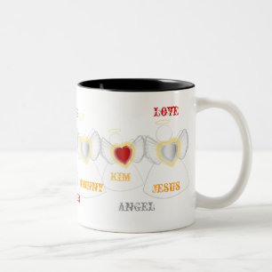 Caneca De Café Em Dois Tons Família de anjos Loving - copo - Cus… -