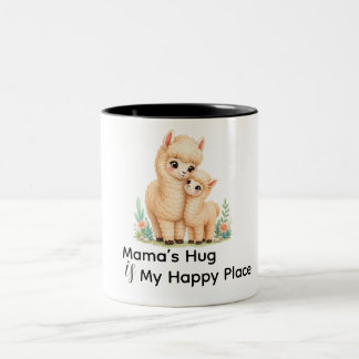 Caneca De Café Em Dois Tons Família de Lhama Fofa Amor