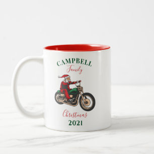 Caneca De Café Em Dois Tons Família de Motociclistas do Natal Personalizada
