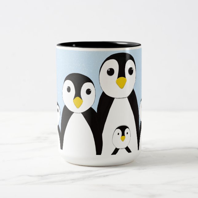 Caneca De Café Em Dois Tons Família de pinguins (Centro)