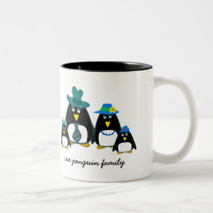 Caneca De Café Em Dois Tons Família Penguin Engraçada Costumava Dar Mogs De