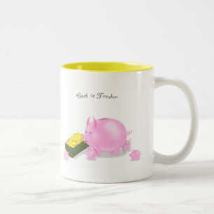 Caneca De Café Em Dois Tons Família Piggy Bank