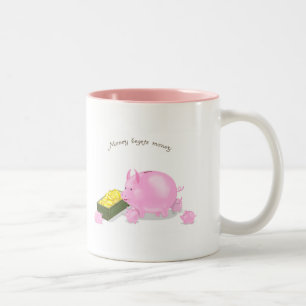 Caneca De Café Em Dois Tons Família Piggy Bank