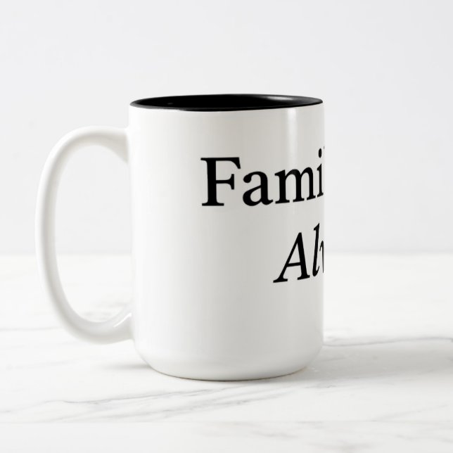 Caneca De Café Em Dois Tons Family First Always Mug | Minimal Family Quote Cof (Esquerda)