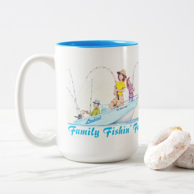 Caneca De Café Em Dois Tons Family Fishin' Fun (Com Donut)