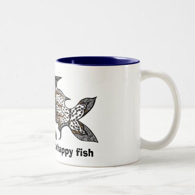 Caneca De Café Em Dois Tons faminto pelo peixe feliz (Direita)