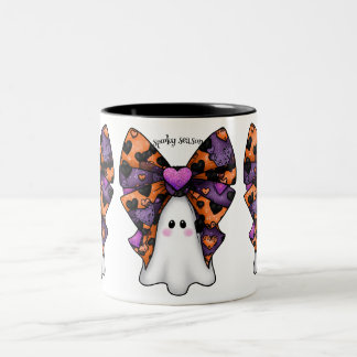 Caneca De Café Em Dois Tons Fantasma Bonita do Halloween com Grande Arco
