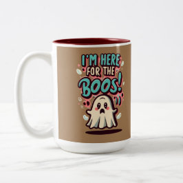 Caneca De Café Em Dois Tons Fantasma Bonita, "Estou aqui pelos Boos!"