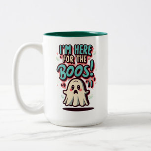 Caneca De Café Em Dois Tons Fantasma Bonita, "Estou aqui pelos Boos!" Tw