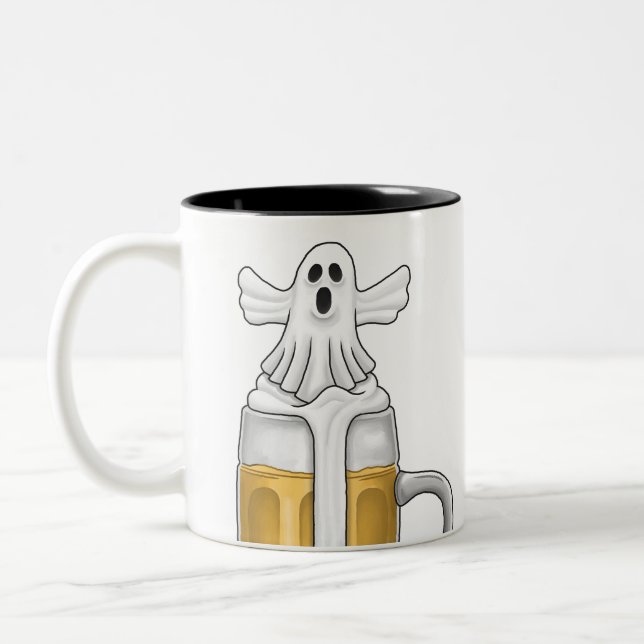 Caneca De Café Em Dois Tons Fantasma Branco Assustador (Esquerda)