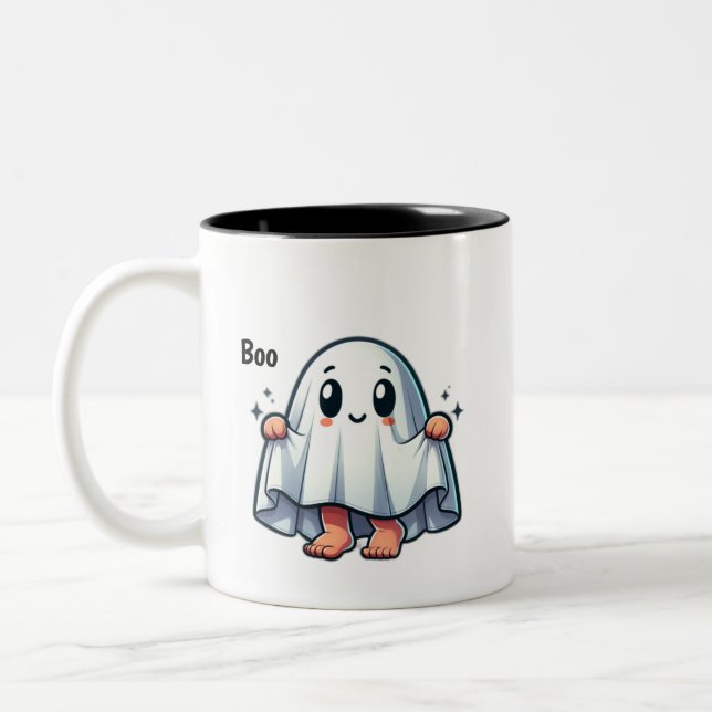 Caneca De Café Em Dois Tons Fantasma Cortês De Desaprovação (Esquerda)
