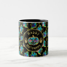 Caneca De Café Em Dois Tons Fantasma de Halloween Brilho Falso