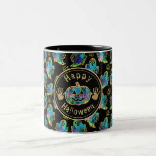 Caneca De Café Em Dois Tons Fantasma de Halloween Brilho Falso