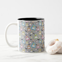 Caneca De Café Em Dois Tons Fantasma de Halloween, Morcegos, Estrela, Confetes