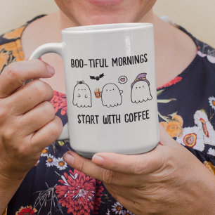 Caneca De Café Em Dois Tons Fantasmas do Dia das Bruxas Personalizadas e Bonit