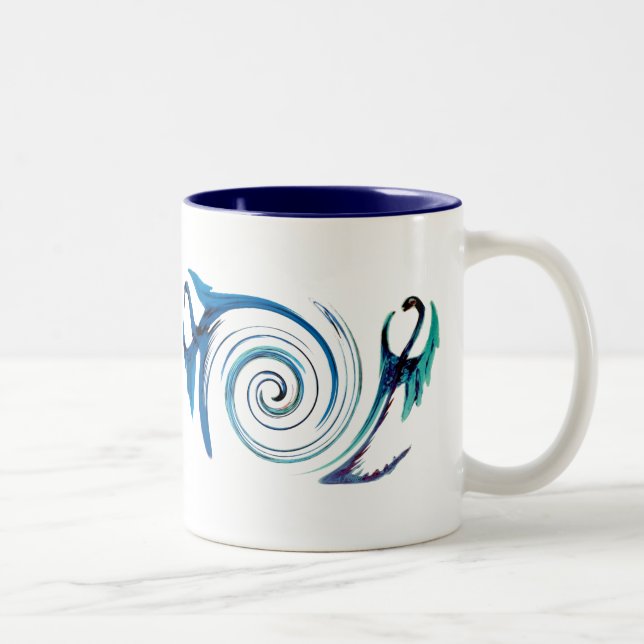 Caneca De Café Em Dois Tons Fantasy Animal Blue Dragon Wave (Direita)